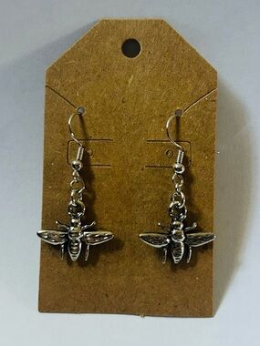 Silver Bee Dangle Earrings